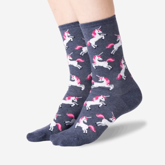 Hot Sox Leaping Unicorn Crew Socks - NEW - Picture 1 of 4